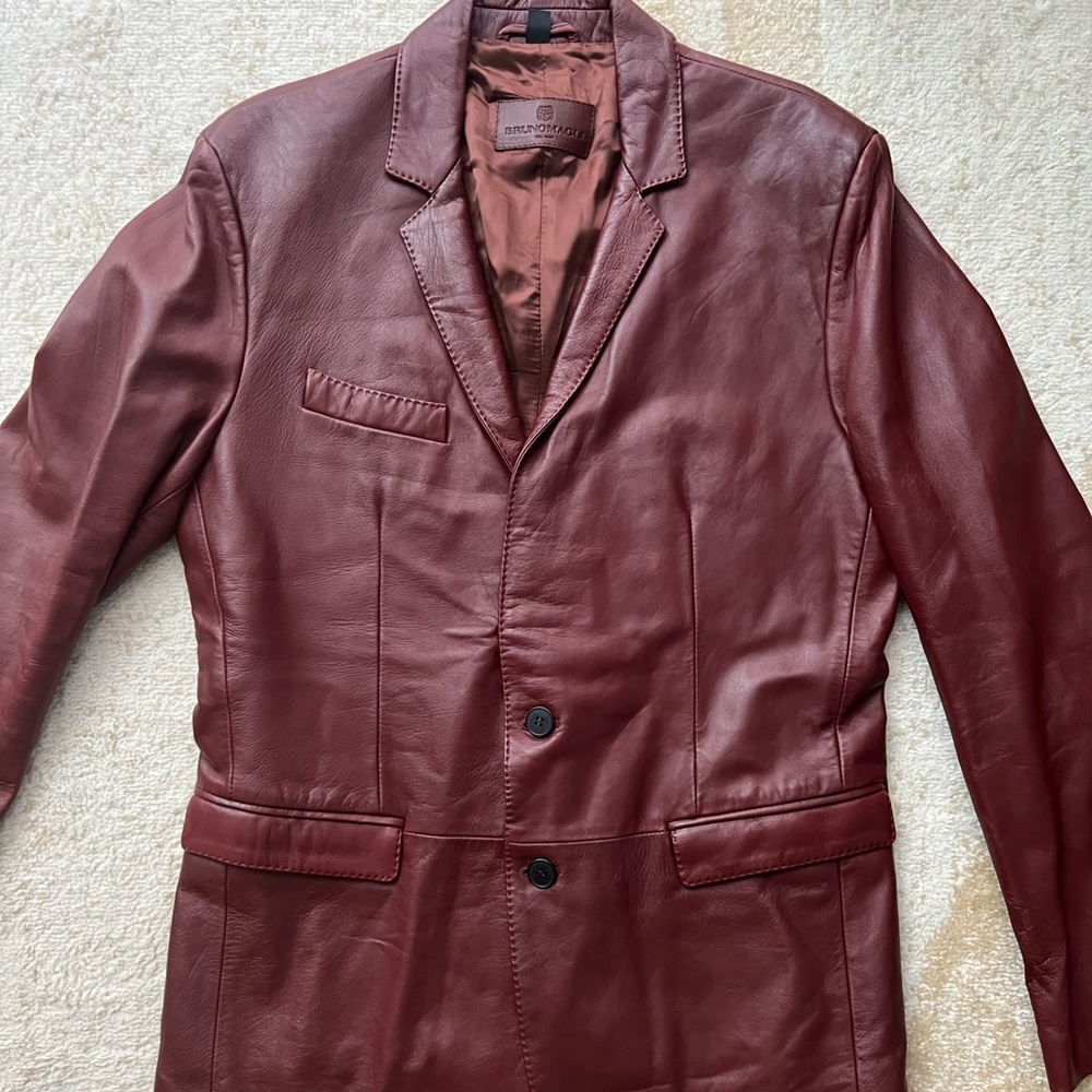 Bruno Magli Burgundy Leather Blazer